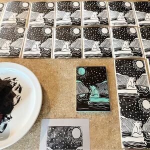 “Polar bear under starry skies” Christmas cards